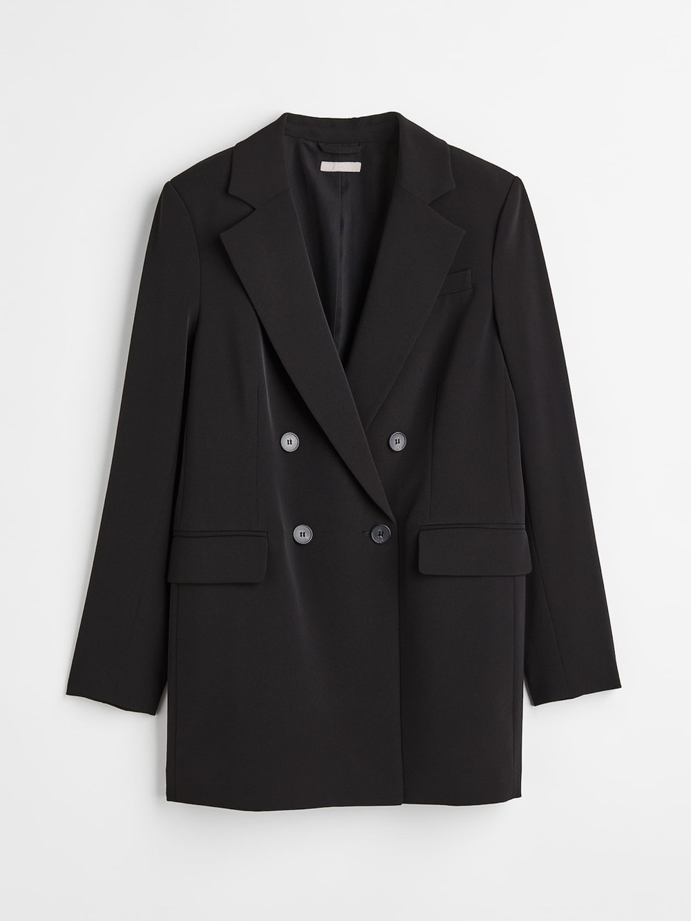 H&M Double-Breasted Longline Black Blazer Black US XL Like new